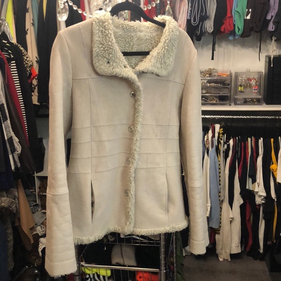 ellabee Jackets & Blazers - Ellabee Cream colour Sherpa style coat